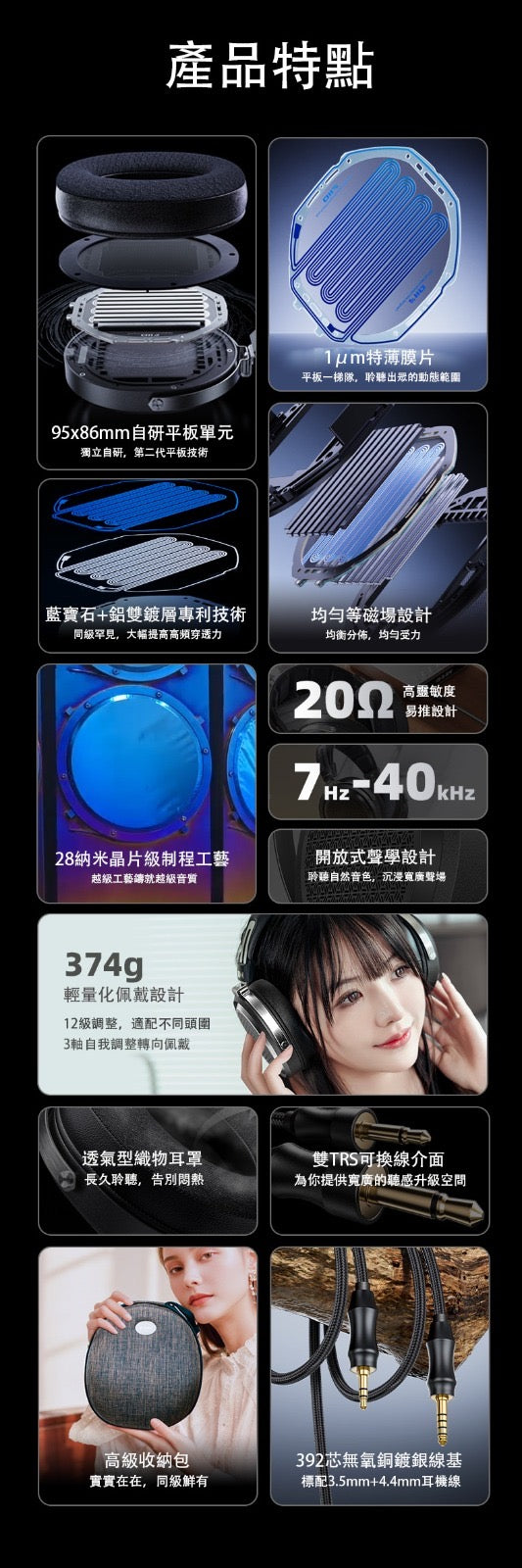 【藍寶石 + 鋁雙鍍層 ~ 開放式平板頭戴耳機 ~ FiiO FT1 PRO】